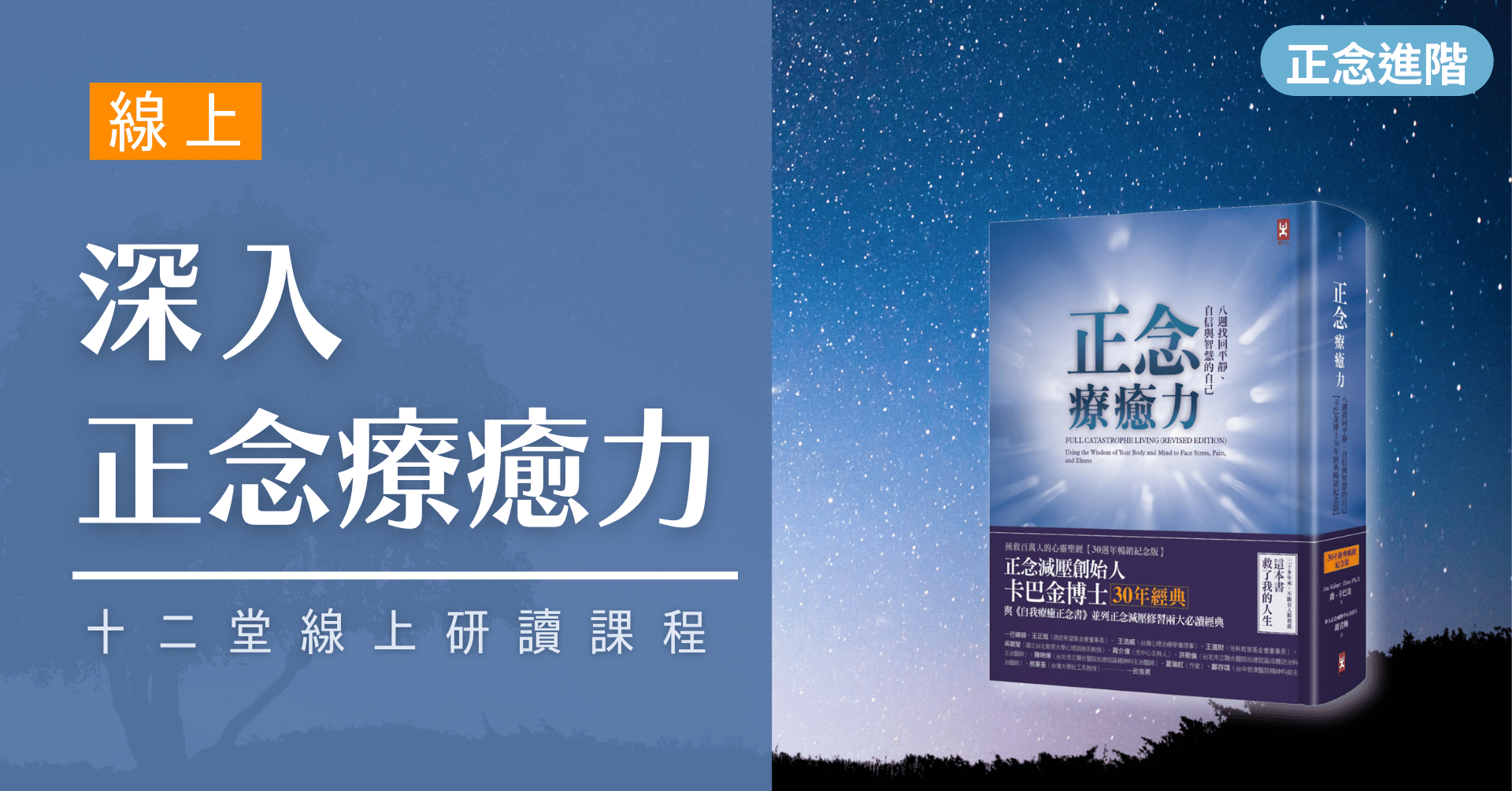 正念減壓進階課程 深入《正念療癒力》 12堂線上研讀課程
